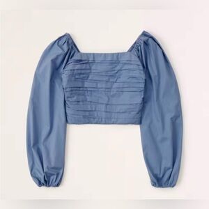 NWT Abercrombie & Fitch Long-Sleeve Ruched Bodice Puff Sleeve Top, Size L